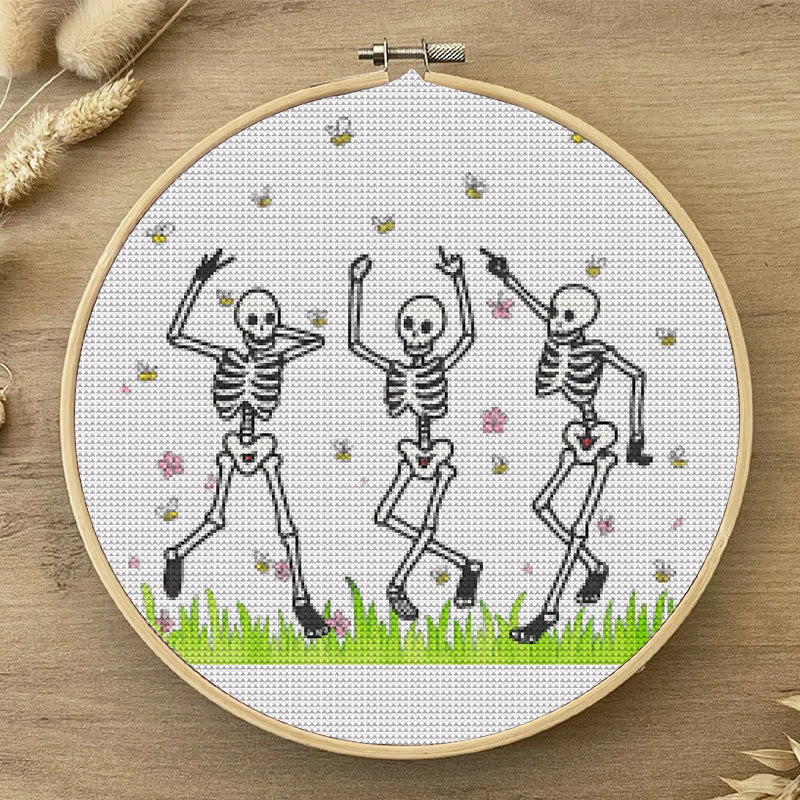  Cross Stitch Kit -  Skeleton Party | Spooky Halloween Craft | Beginner Needle Artwork - image 4