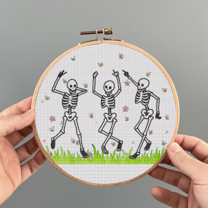  Cross Stitch Kit -  Skeleton Party | Spooky Halloween Craft | Beginner Needle Artwork - image 3