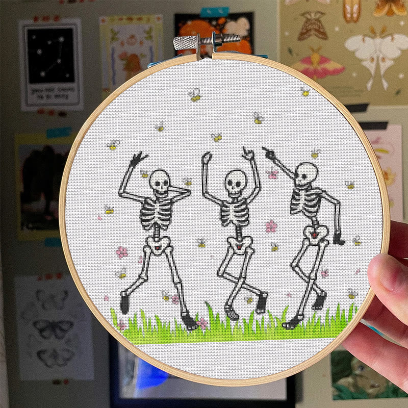  Cross Stitch Kit -  Skeleton Party | Spooky Halloween Craft | Beginner Needle Artwork - image 5