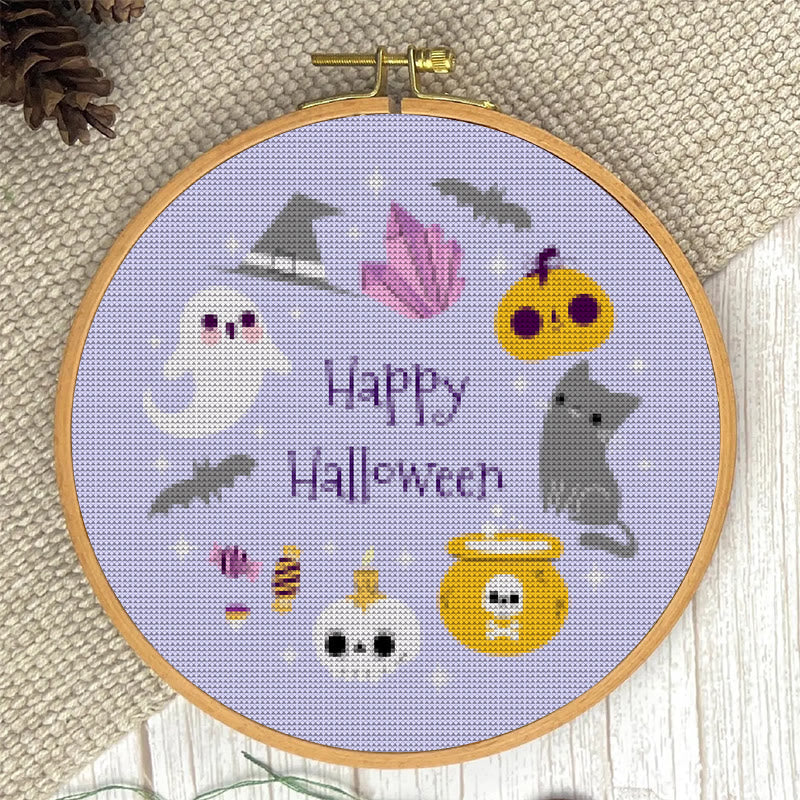  Cross Stitch Kit - Happy Halloween | Halloween Stitch Artwork | Diy Holiday Craft For Decoration - image 6
