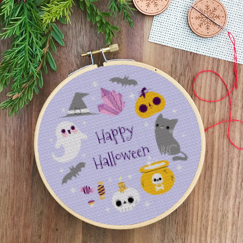  Cross Stitch Kit - Happy Halloween | Halloween Stitch Artwork | Diy Holiday Craft For Decoration - image 2