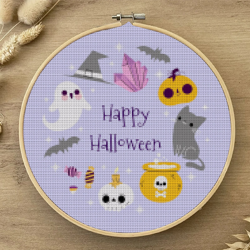  Cross Stitch Kit - Happy Halloween | Halloween Stitch Artwork | Diy Holiday Craft For Decoration - image 4