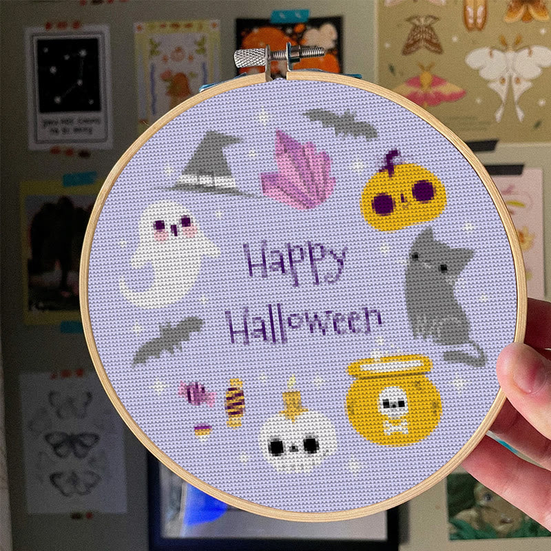  Cross Stitch Kit - Happy Halloween | Halloween Stitch Artwork | Diy Holiday Craft For Decoration - image 3