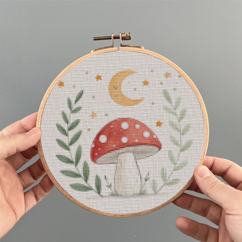  Cross Stitch Kit - Red Mushrooms |  Needlepoint Arts Crafts | Gifts For Diy Enthusiasts - image 1