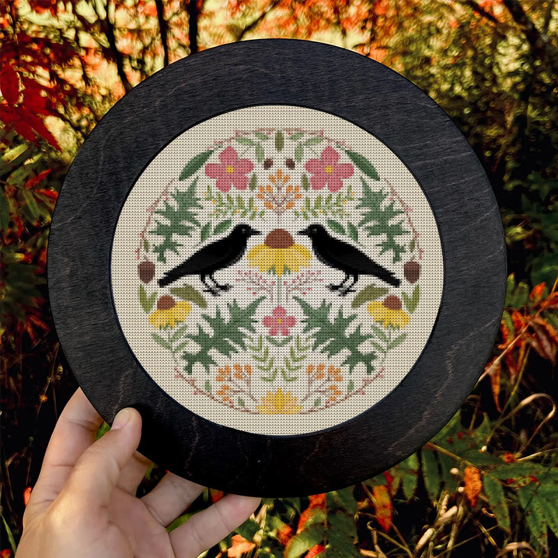  Cross Stitch Kit - Floral Ravens | Handmade Room Ornament | Diy  Needle Craft  - image 8