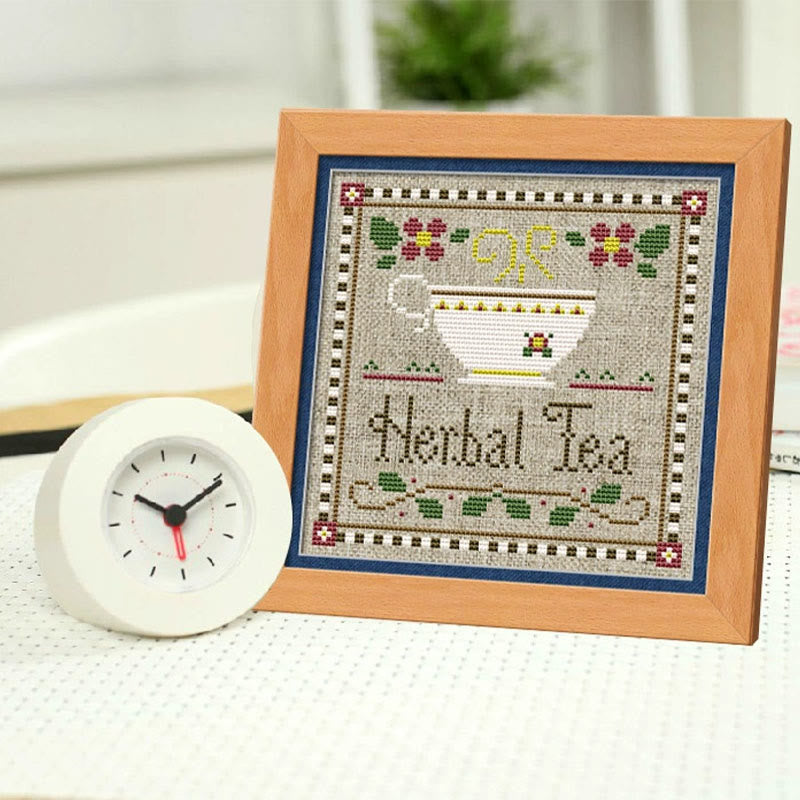  Cross Stitch Kit - Leisure Afternoon Time | Diy Desk Decor | Nice Handicraft For Coffee Lovers - Herbal Tea - image 5