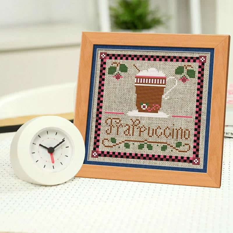  Cross Stitch Kit - Leisure Afternoon Time | Diy Desk Decor | Nice Handicraft For Coffee Lovers - Frappuccino - image 1