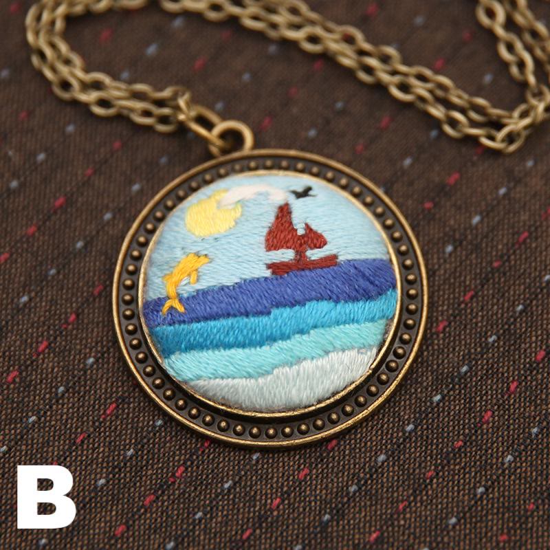 Embroidery Landscape Necklace Kits | Diy Backpack Pendant | Unique Birthday Gifts - B - image 5