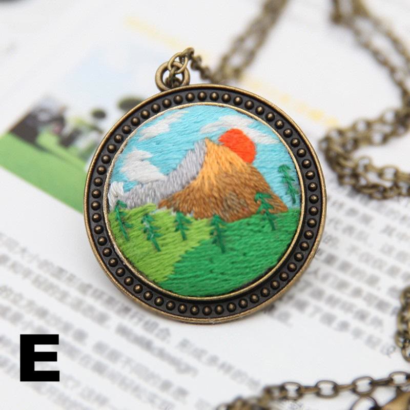 Embroidery Landscape Necklace Kits | Diy Backpack Pendant | Unique Birthday Gifts - E - image 8