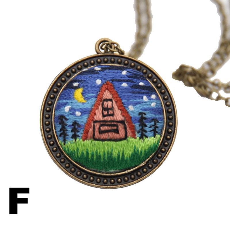 Embroidery Landscape Necklace Kits | Diy Backpack Pendant | Unique Birthday Gifts - F - image 9