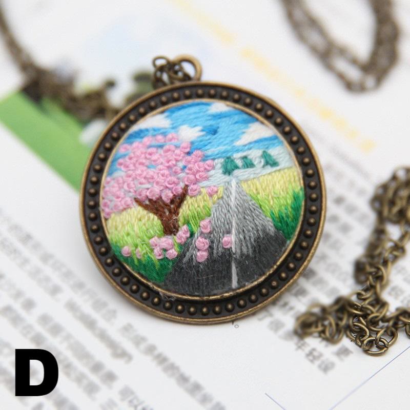 Embroidery Landscape Necklace Kits | Diy Backpack Pendant | Unique Birthday Gifts - D - image 7