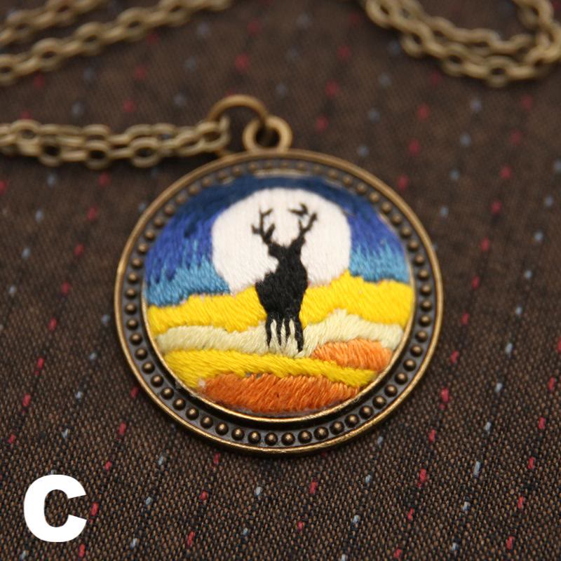 Embroidery Landscape Necklace Kits | Diy Backpack Pendant | Unique Birthday Gifts - C - image 6