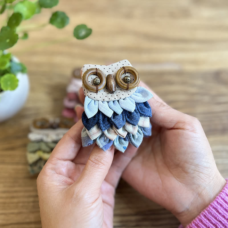Embroidery  Owl Brooch Kit | Handmade Sewing Artwork | Nice Craft As Birthday Gifts - Blue - image 8