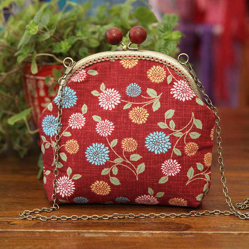 Embroidery Kiss Lock Bag Kit | Floral Crossbody Bag  | Diy Needlework Gifts  - red - image 1