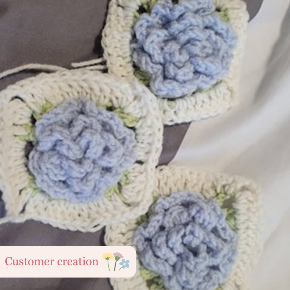 Diy Handmade Rose Granny Square Crochet Kit - 3d Floral Coasters Craft | Perfect Gifts For Crafters - image 5
