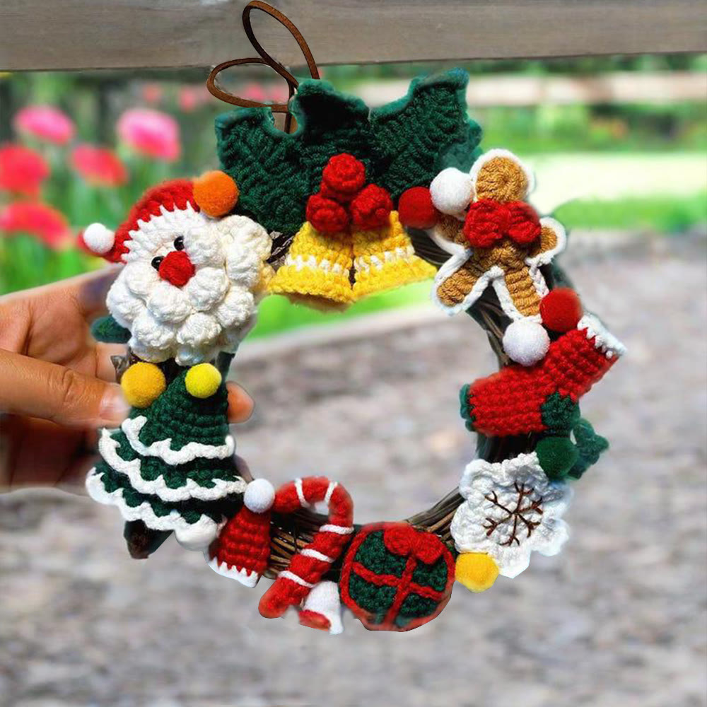 Diy Handmade Christmas Wreath Crochet Kit - Christmas Celebration Gifts | Christmas Home Ornament - Diy Handmade Christmas Wreath Crochet Kit - image 0