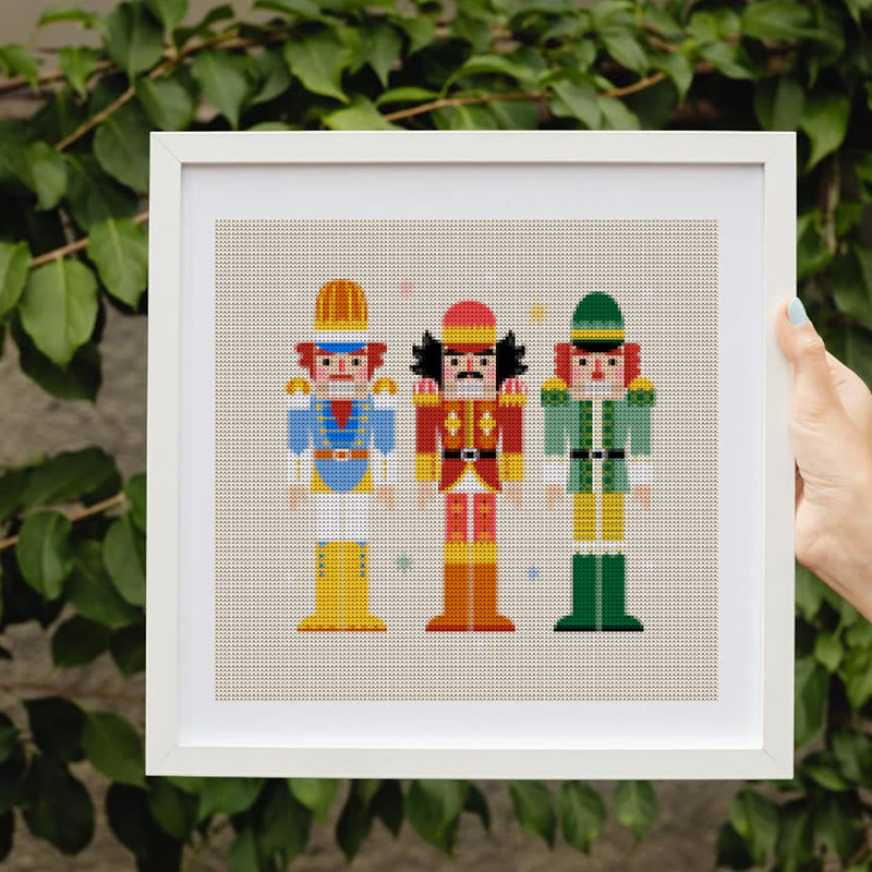 Cross Stitch Kit - Nutcracker Soldiers | Diy Handmade Artwork | Christmas Home Ddecor - image 1