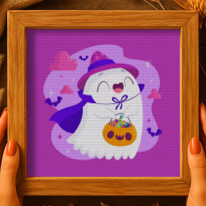 Cross Stitch Kit - Happy Ghost | Adorable Halloween Craft | Nice Wall Hanging Decor - image 9
