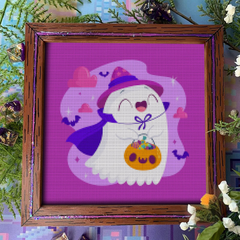 Cross Stitch Kit - Happy Ghost | Adorable Halloween Craft | Nice Wall Hanging Decor - image 4