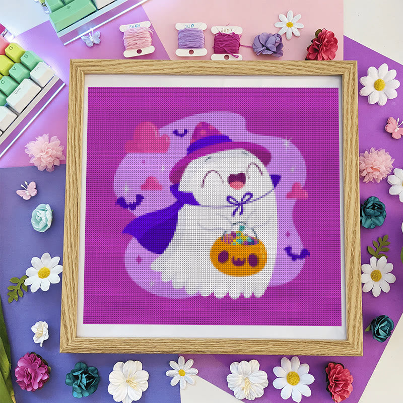 Cross Stitch Kit - Happy Ghost | Adorable Halloween Craft | Nice Wall Hanging Decor - image 6