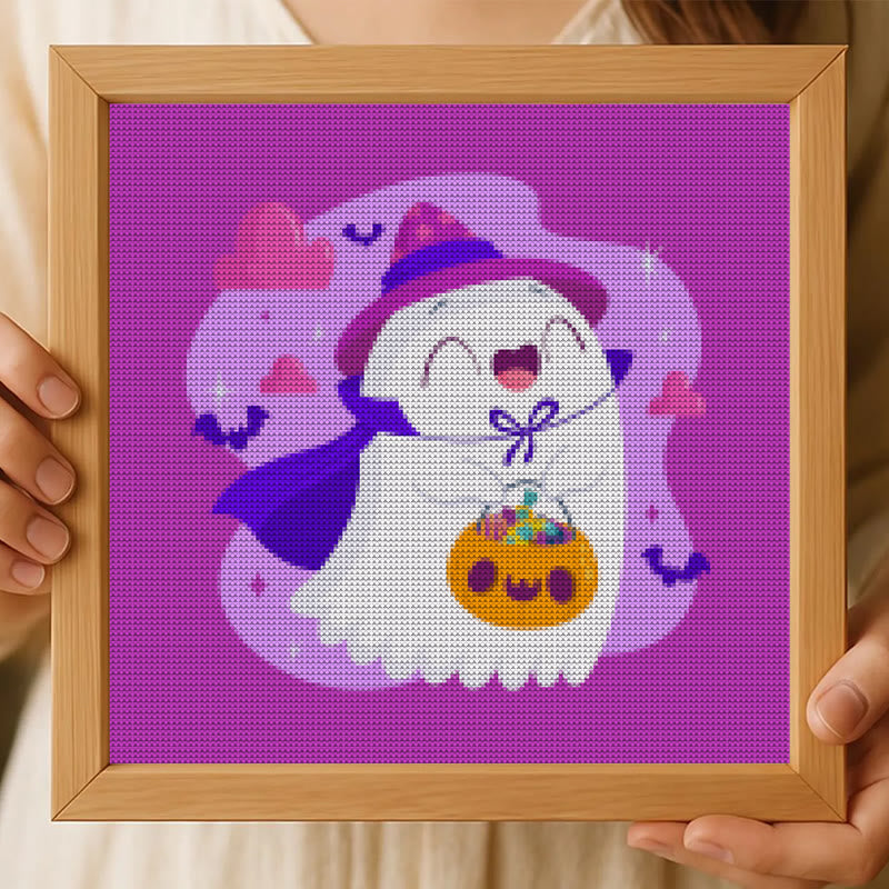 Cross Stitch Kit - Happy Ghost | Adorable Halloween Craft | Nice Wall Hanging Decor - image 8