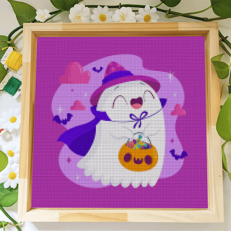 Cross Stitch Kit - Happy Ghost | Adorable Halloween Craft | Nice Wall Hanging Decor - image 7