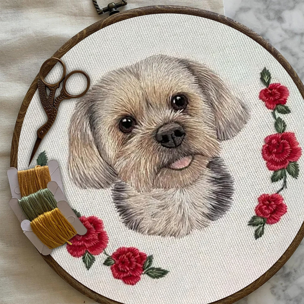 Rubbyoo Embroidery Kit - Puppy With Roses | Birthday Gifts For Dog Lovers | Cute Animal Craft  - image 3