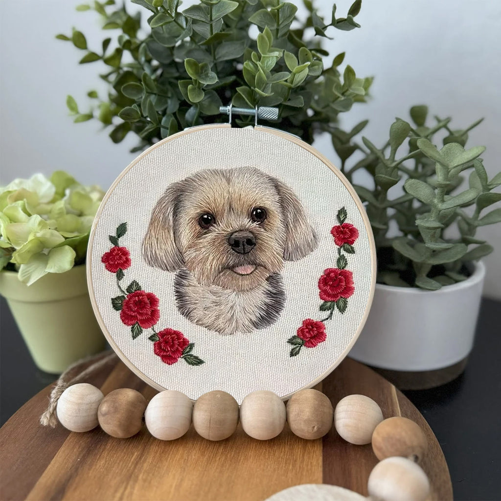 Rubbyoo Embroidery Kit - Puppy With Roses | Birthday Gifts For Dog Lovers | Cute Animal Craft  - image 2