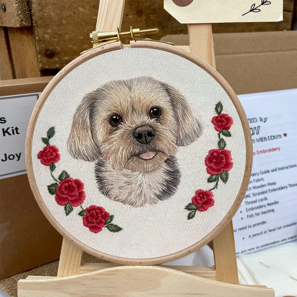 Rubbyoo Embroidery Kit - Puppy With Roses | Birthday Gifts For Dog Lovers | Cute Animal Craft  - image 4