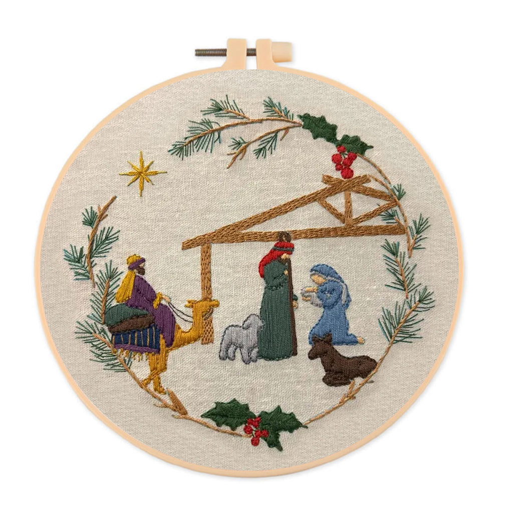 Rubbyoo Embroidery Kit - Christmas Nativity | Diy Christmas Wall Decor | Easy Needlework For Beginner - 20*20cm - image 0