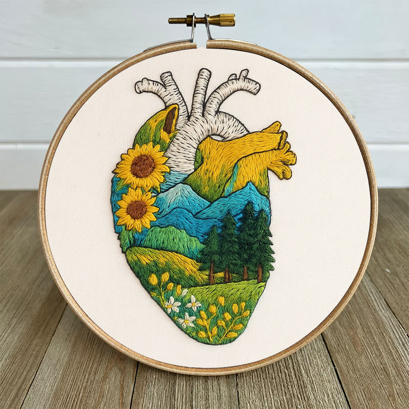 Rubbyoo Embroidery Kit - Natural Heart | Handmade Stitch Artwork | Unique Landscape Craft - image 5