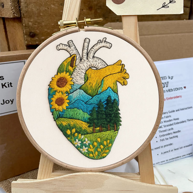 Rubbyoo Embroidery Kit - Natural Heart | Handmade Stitch Artwork | Unique Landscape Craft - image 6