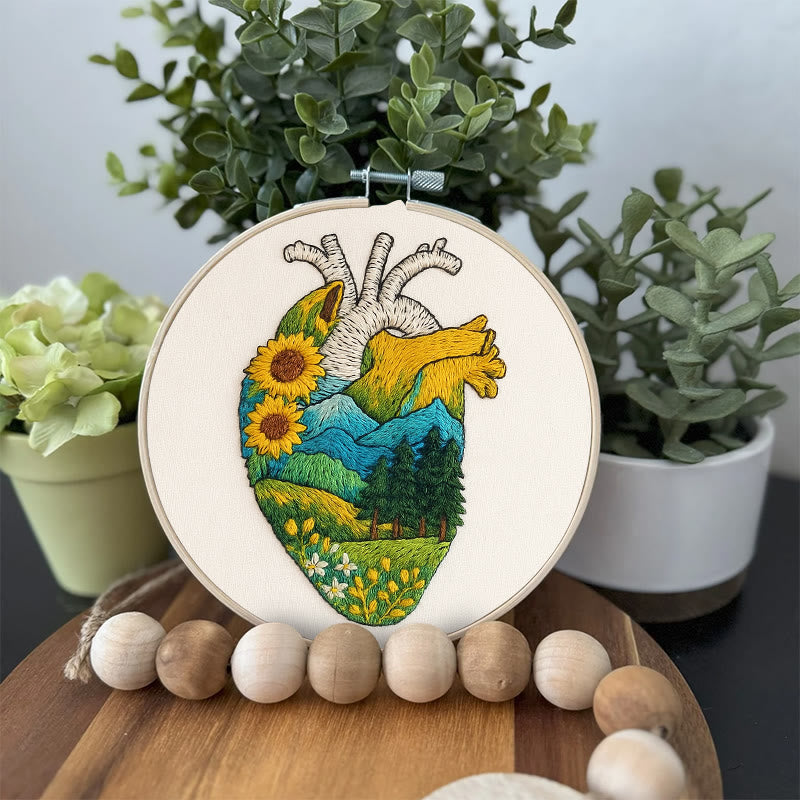 Rubbyoo Embroidery Kit - Natural Heart | Handmade Stitch Artwork | Unique Landscape Craft - image 4