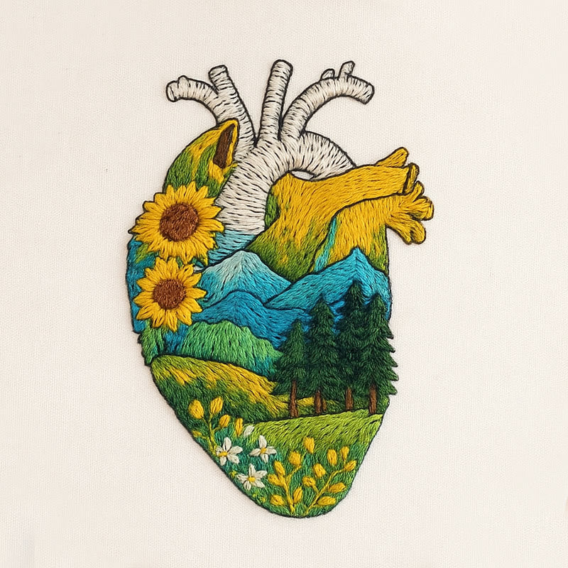 Rubbyoo Embroidery Kit - Natural Heart | Handmade Stitch Artwork | Unique Landscape Craft - image 7