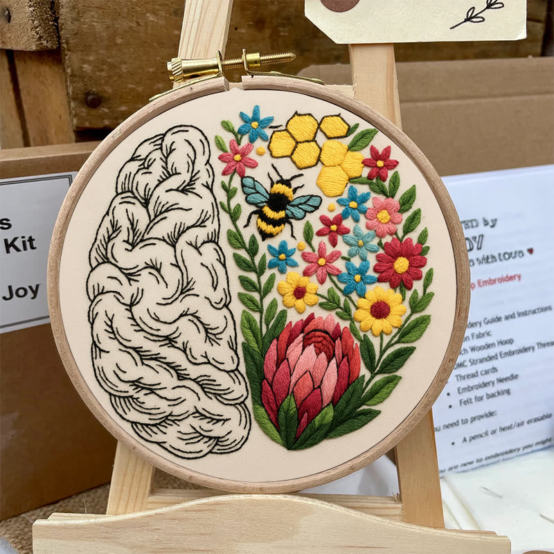 Rubbyoo Embroidery Kit - Floral Brain | Diy Creative Needlepoint | Art Crafts For Home Decor  - image 3