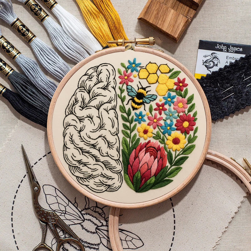 Rubbyoo Embroidery Kit - Floral Brain | Diy Creative Needlepoint | Art Crafts For Home Decor  - image 2
