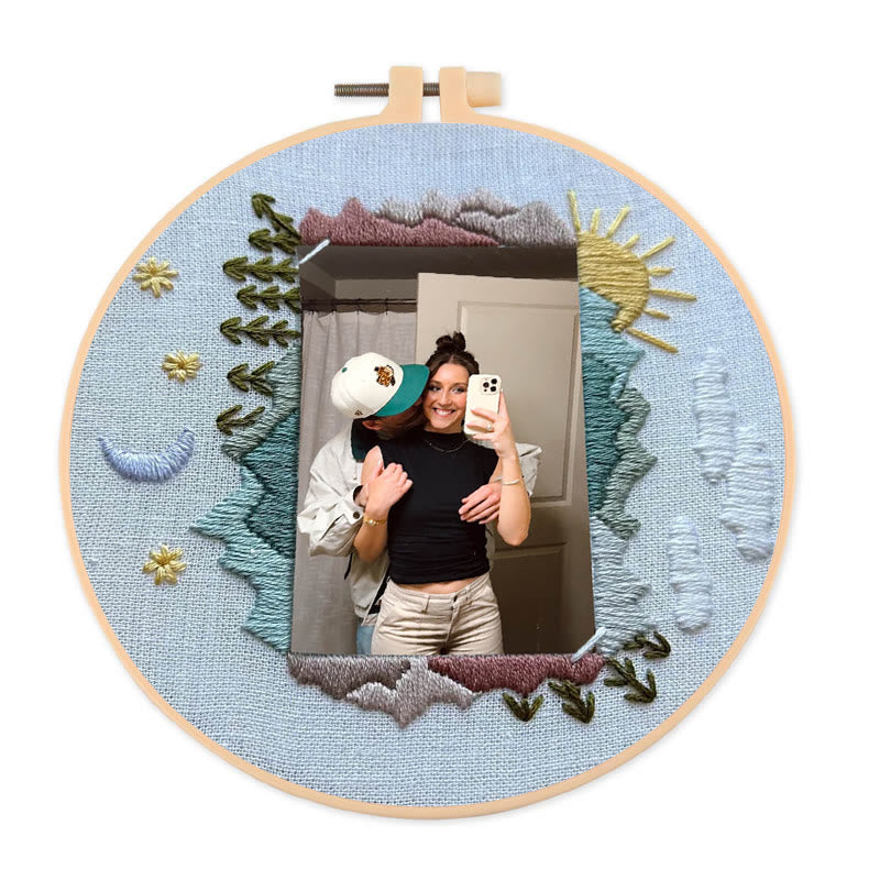 Rubbyoo Embroidery Photo Frame Kit - Day And Night | Diy Memorial Collection | Perfect Valentine's Gift - 15*15cm - image 0