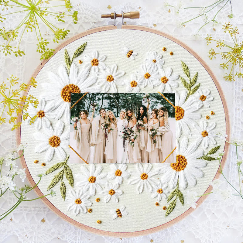 Rubbyoo Embroidery Photo Frame Kit - Attractive Daisy | Diy Floral Handicraft | Unique Art Decor - image 3
