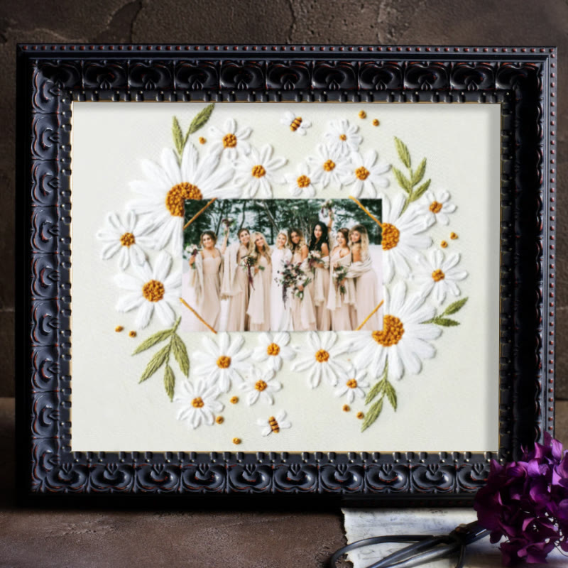 Rubbyoo Embroidery Photo Frame Kit - Attractive Daisy | Diy Floral Handicraft | Unique Art Decor - image 8