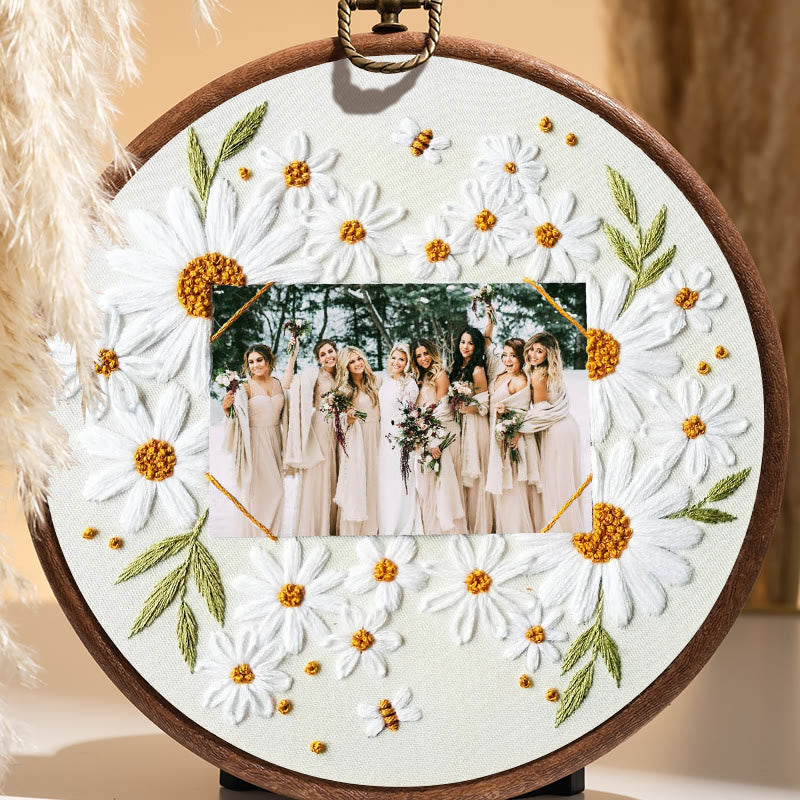 Rubbyoo Embroidery Photo Frame Kit - Attractive Daisy | Diy Floral Handicraft | Unique Art Decor - image 2