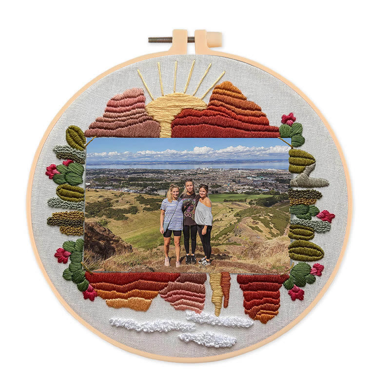 Rubbyoo Embroidery Photo Frame Kit - Desert View | Diy Landscape Artwork | Perfect Gifts For Crafters - 25*25cm - image 0