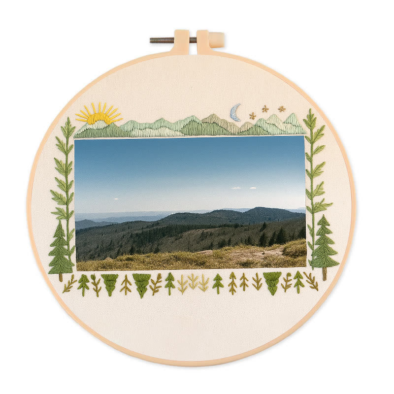 Rubbyoo Embroidery Photo Frame Kit - Mountain Range | Whimsy Handmade Needlework | Perfect Home Decor  - 25*25cm - image 0