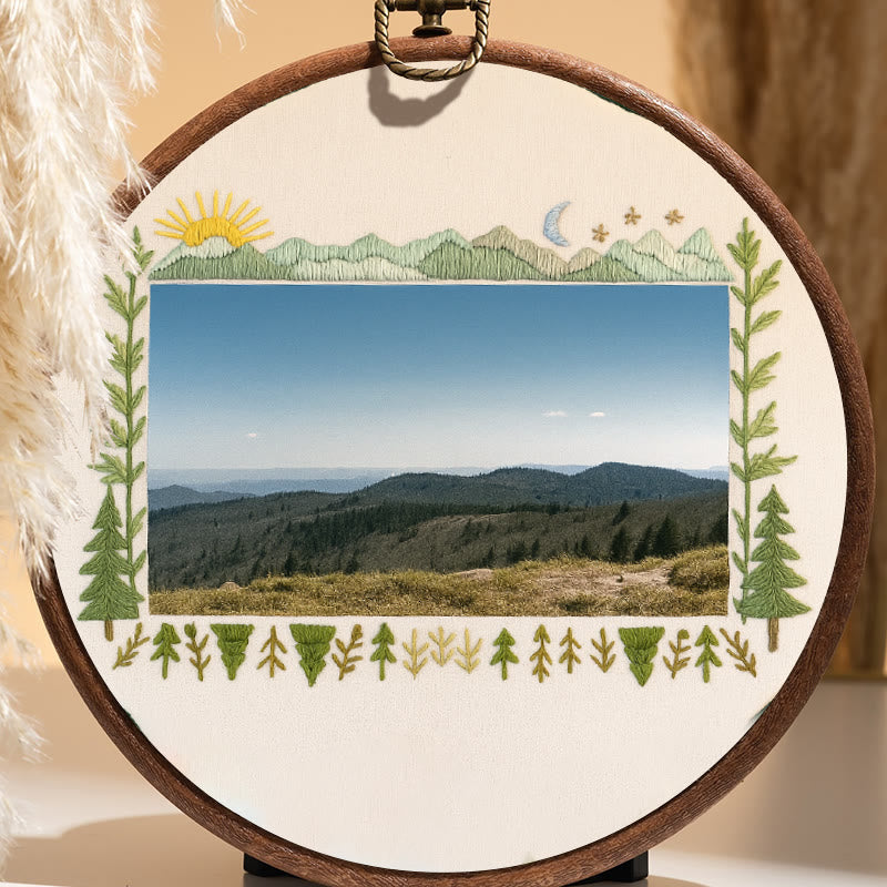 Rubbyoo Embroidery Photo Frame Kit - Mountain Range | Whimsy Handmade Needlework | Perfect Home Decor  - image 1