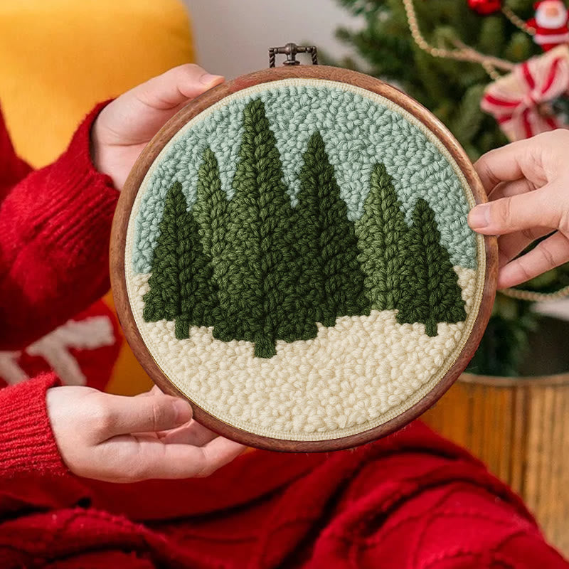 Snowy Forest Punch Needle Kit - Diy Punch Needle Coaster | Christmas Winter Handicraft | Perfect Housewarming Gift - image 3