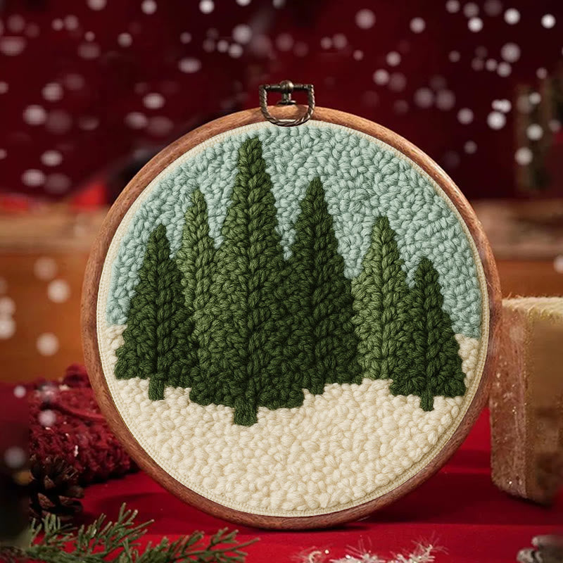 Snowy Forest Punch Needle Kit - Diy Punch Needle Coaster | Christmas Winter Handicraft | Perfect Housewarming Gift - image 2