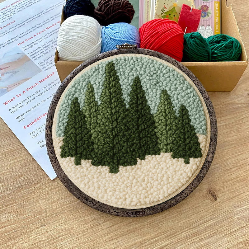 Snowy Forest Punch Needle Kit - Diy Punch Needle Coaster | Christmas Winter Handicraft | Perfect Housewarming Gift - image 8