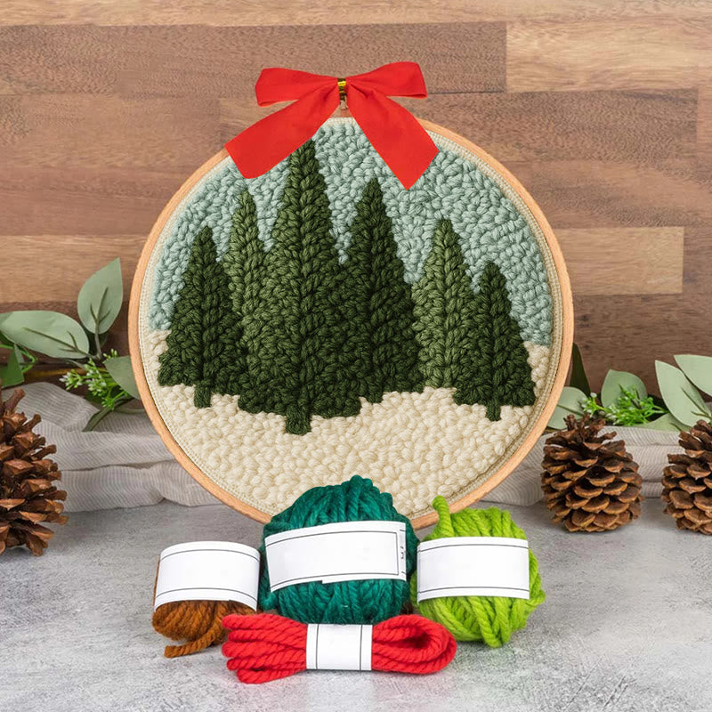 Snowy Forest Punch Needle Kit - Diy Punch Needle Coaster | Christmas Winter Handicraft | Perfect Housewarming Gift - image 7