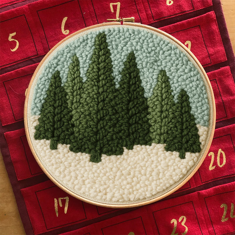 Snowy Forest Punch Needle Kit - Diy Punch Needle Coaster | Christmas Winter Handicraft | Perfect Housewarming Gift - image 9