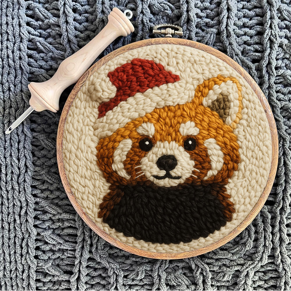  Christmas Red Panda Punch Needle Kit - Diy Punch Needle Coaster | Perfect Christmas Handicraft | Animal Tufted Coaster - image 9