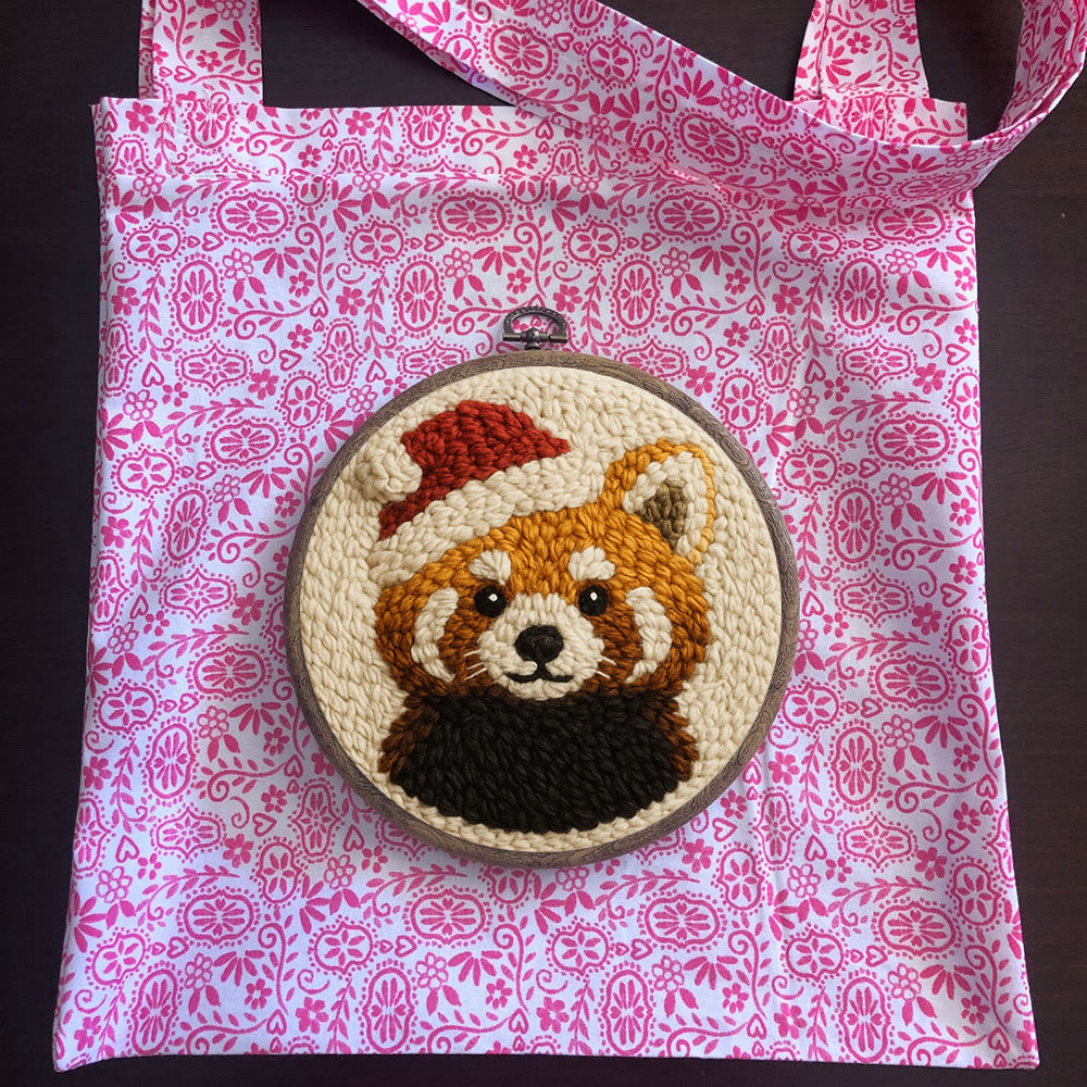 Christmas Red Panda Punch Needle Kit - Diy Punch Needle Coaster | Perfect Christmas Handicraft | Animal Tufted Coaster - image 10